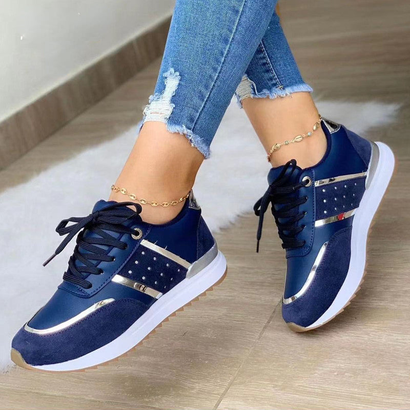 Ladies New Sneakers Platform Shoes Leather Casual Sport Shoes Outdoor Running Vulcanized Leather Pa 8