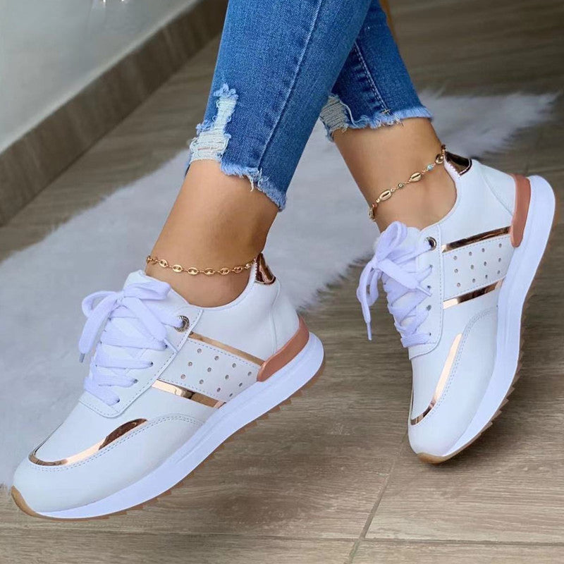 Ladies New Sneakers Platform Shoes Leather Casual Sport Shoes Outdoor Running Vulcanized Leather Pa 4