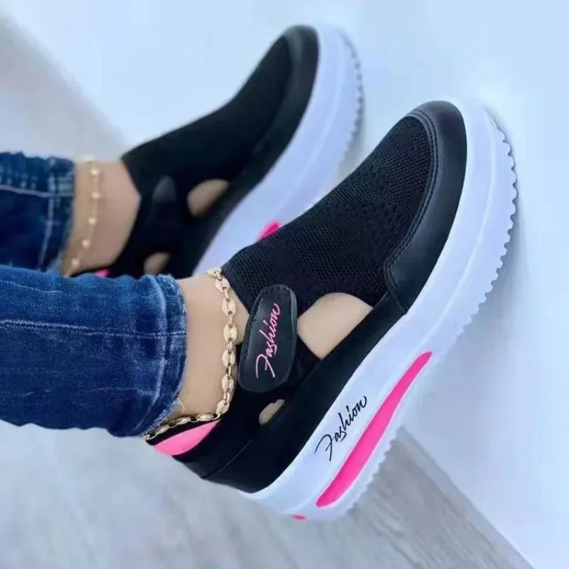 Canvas Sneakers for Women Platform Tennis Shoes Hollow Out Casual Ladies Sport Shoes Female