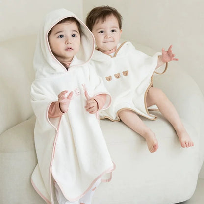 Cute Cartoon Animal Baby Bathrobe Hooded Soft Coral Velvet Towel For Toddlers 1