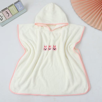Cute Cartoon Animal Baby Bathrobe Hooded Soft Coral Velvet Towel For Toddlers 7