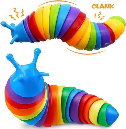 Fidget Slug Toy for Kids, Colorful Sensory Slug, Fun Twist Caterpillar, Creative Decompression Toy