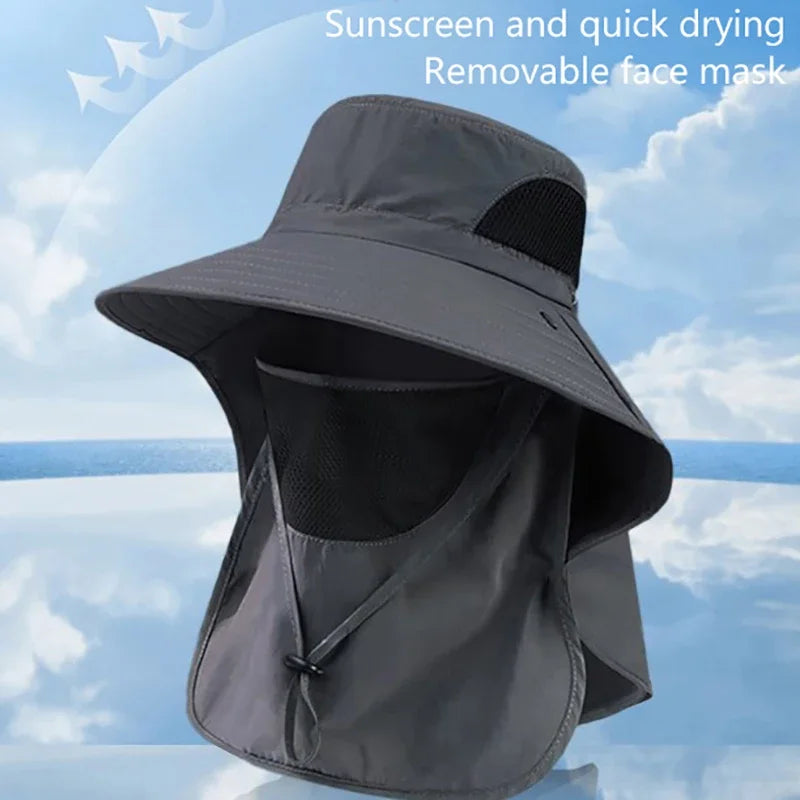 Outdoor Hunting Fishing Cap, UV Protection Summer Sun Hat for Men Women, Camping Visor Bucket Hat with Neck Flap