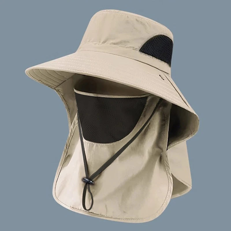 Outdoor Hunting Fishing Cap, UV Protection Summer Sun Hat for Men Women, Camping Visor Bucket Hat with Neck Flap