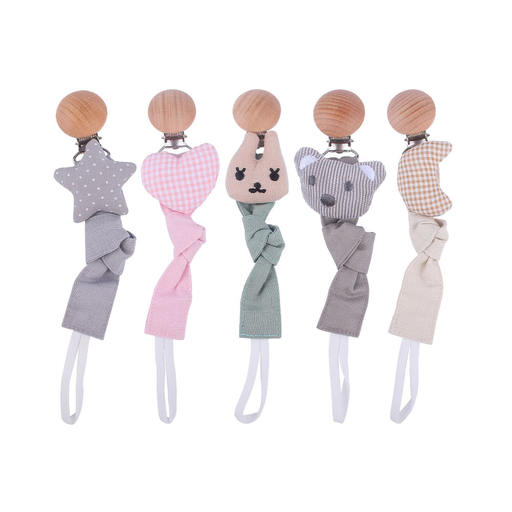 Cute Cartoon Bear Star Baby Pacifier Clip Ecofriendly Cotton Soother 1