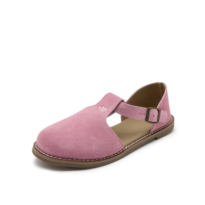New Retro Womens Sandals FlatSoled Frosted Leather Hollow Roman Shoes 4