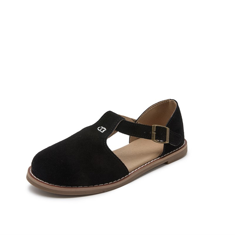 New Retro Womens Sandals FlatSoled Frosted Leather Hollow Roman Shoes 5