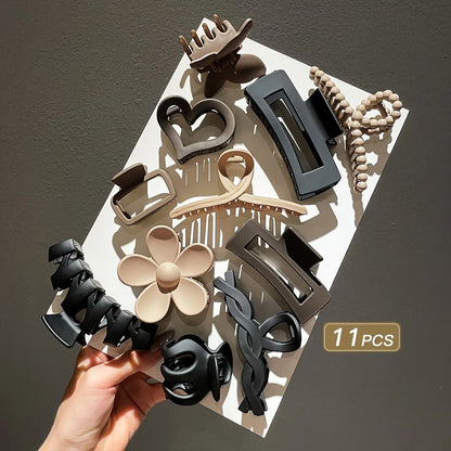 Women Frosted Hair Clip Set High End Shark Clip Headwear 6