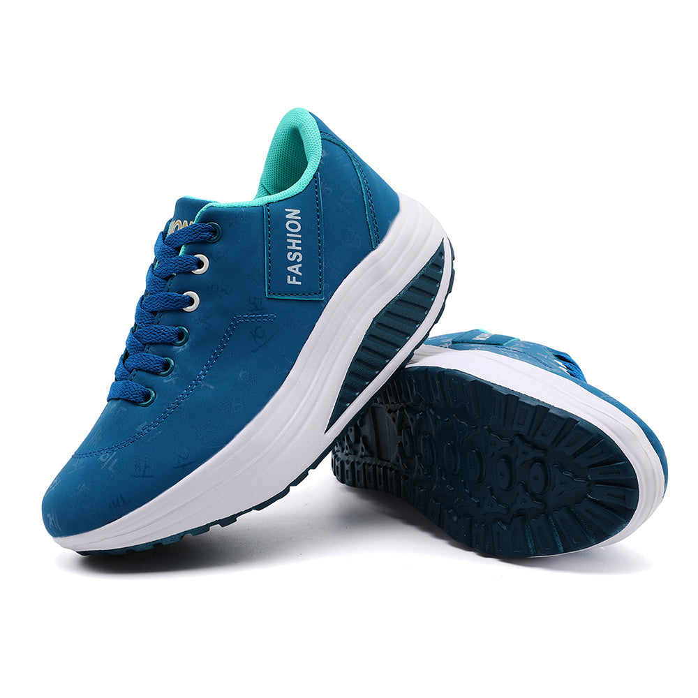 Comfortable Laceup Sneakers Ladies Casual Sports Shoes Breathable Wedge Heel Thick Sole Sneakers 4