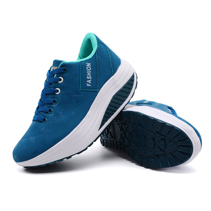 Comfortable Laceup Sneakers Ladies Casual Sports Shoes Breathable Wedge Heel Thick Sole Sneakers 4