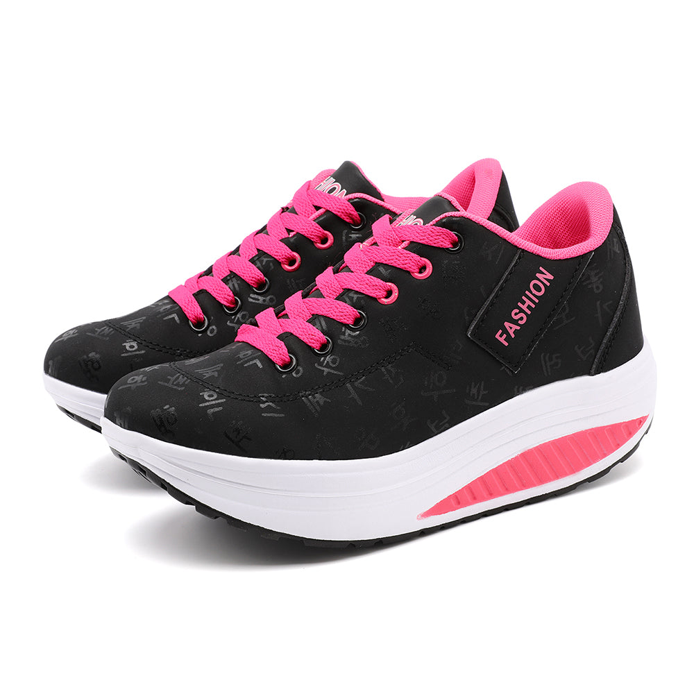 Comfortable Laceup Sneakers Ladies Casual Sports Shoes Breathable Wedge Heel Thick Sole Sneakers 5