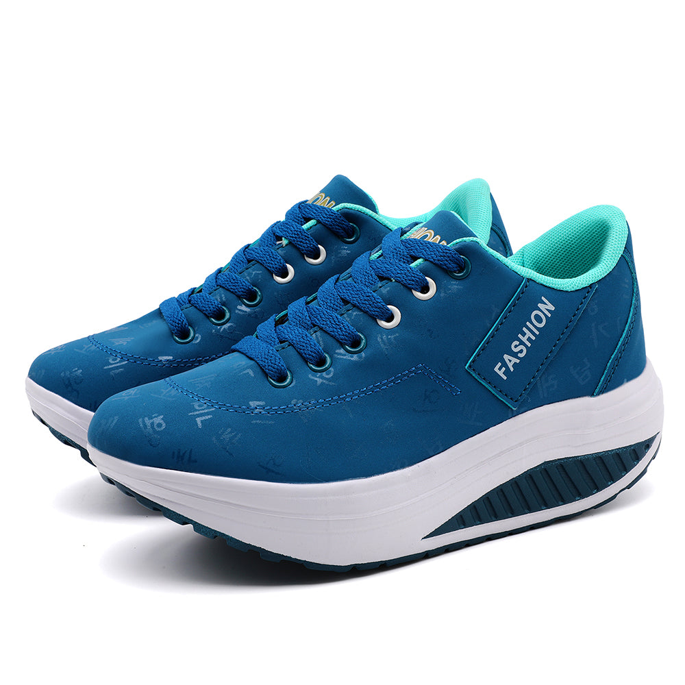 Comfortable Laceup Sneakers Ladies Casual Sports Shoes Breathable Wedge Heel Thick Sole Sneakers 8