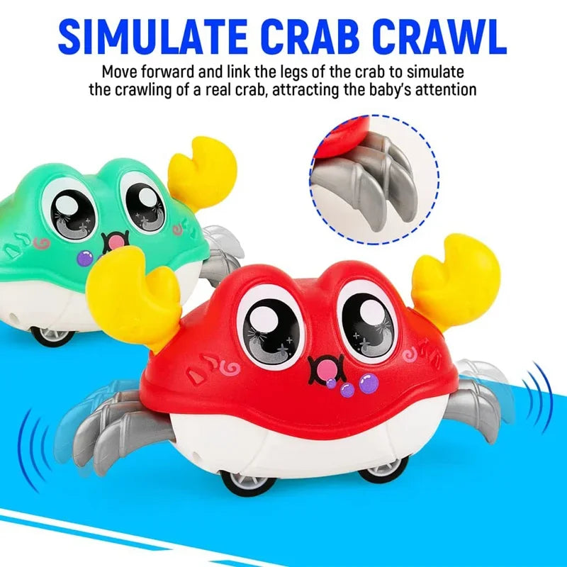Interactive Walking Double Force Crawling Crab Tummy Time Baby Sensory Toy, Infant Crawl Development