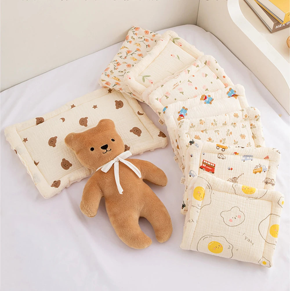 Cotton Gauze Baby Pillow Cushion, Soft Velvet Bean Pillow for All Seasons