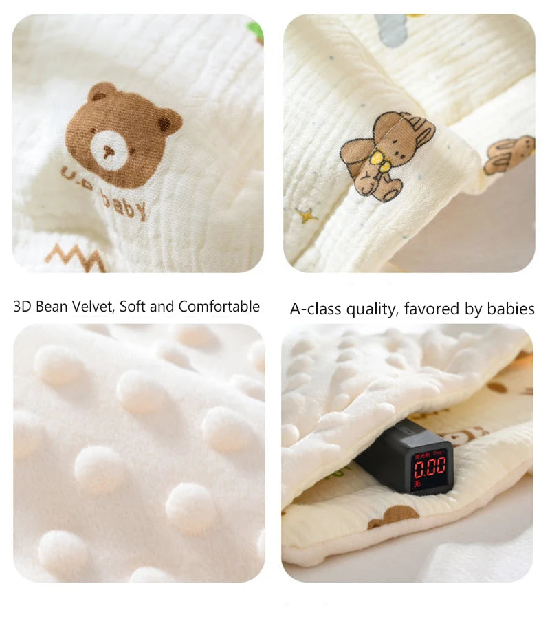 Cotton Gauze Baby Pillow Cushion, Soft Velvet Bean Pillow for All Seasons