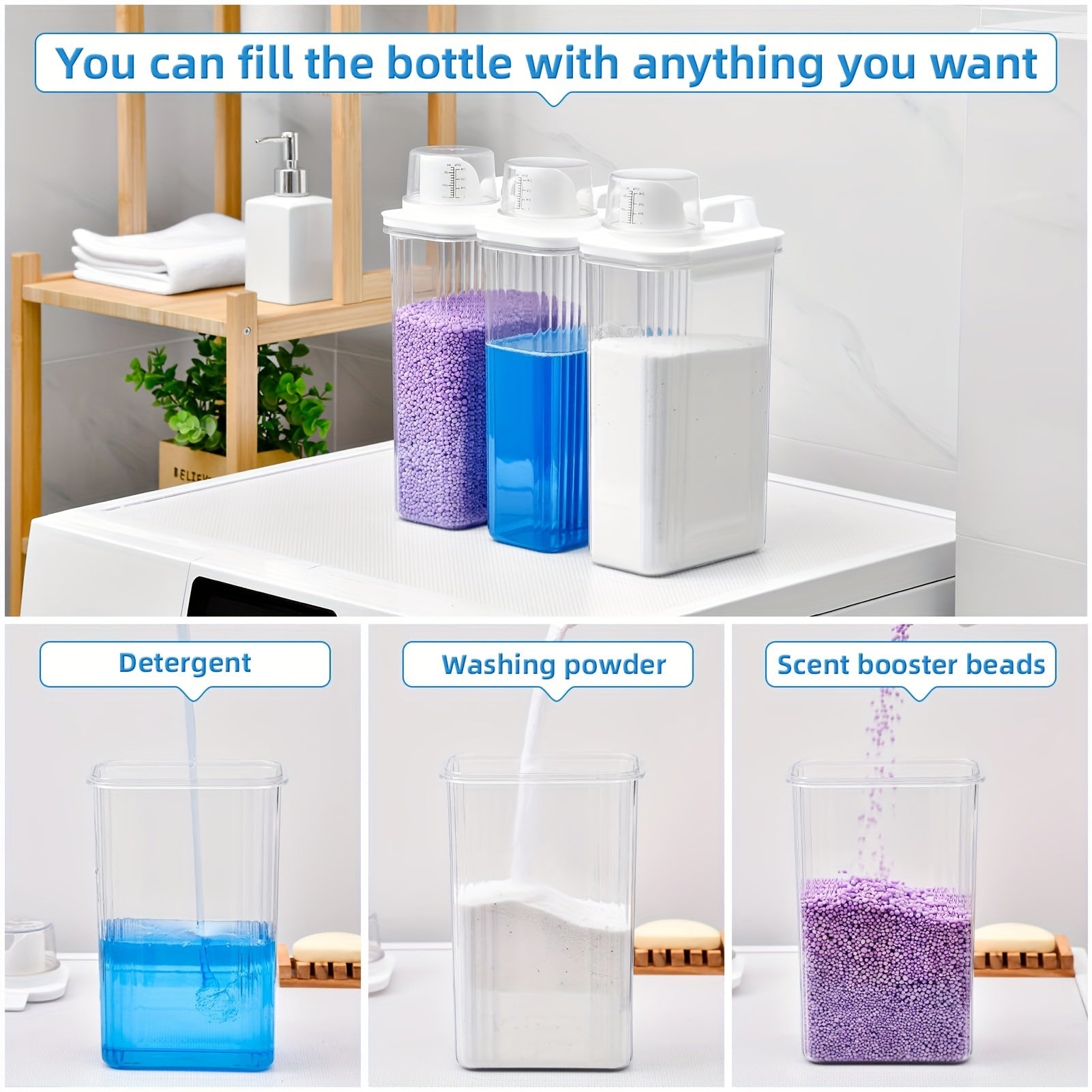 Airtight Laundry Detergent Powder Storage Box Jar Large Capacity Bleach Storage Container Measuring 5