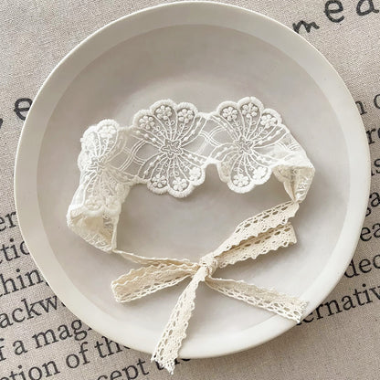 Baby Hair Accessories Hollow Headbands For Girls Elastic Lace White Floral Sweet Princess Hairband  4