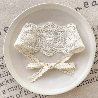 Baby Hair Accessories Hollow Headbands For Girls Elastic Lace White Floral Sweet Princess Hairband  5