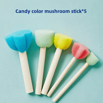 Wooden Handle Sponge Painting Brush Set 2