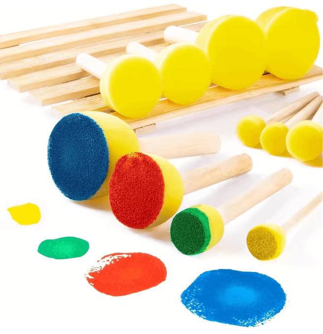 Yellow Mushroom Head Sponge Brush Set 4