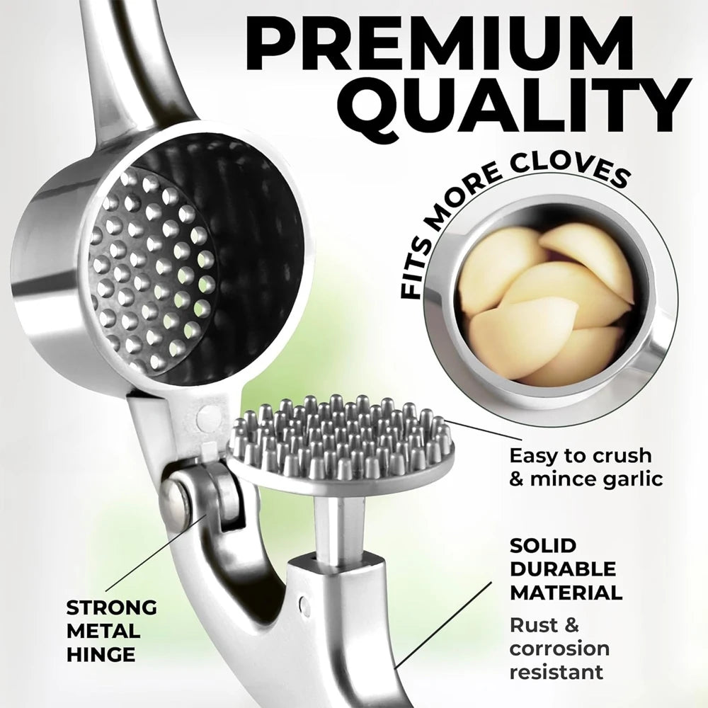 Stainless Steel Garlic Press And Mincer Garlic Peeler And Cleaning Brush Ginger Peeler Household To 3