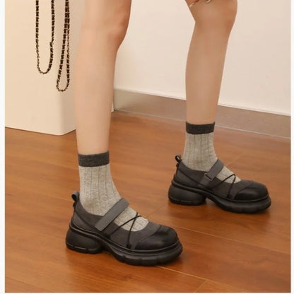 Fashion Shallow Platform Sneakers For Women Autumn Chunky Mary Jane Butterflyknot Casual Flats Outd 4