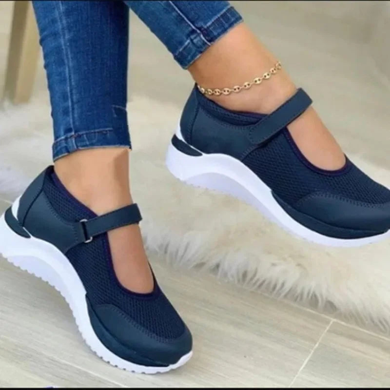 Mesh Casual Slippers Womens Round Toe Knit White Sole Shoes Stylish And Comfy 1