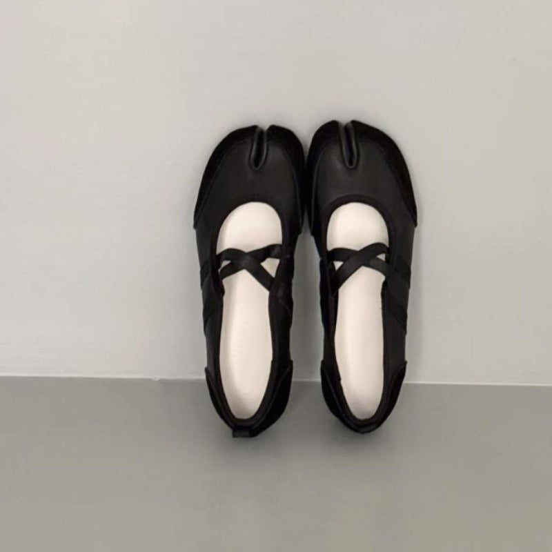 Womens Black Red Silver Ballet Flats Trainers Split Toe Ballerina Sneakers Mary Jane Summer Footwear