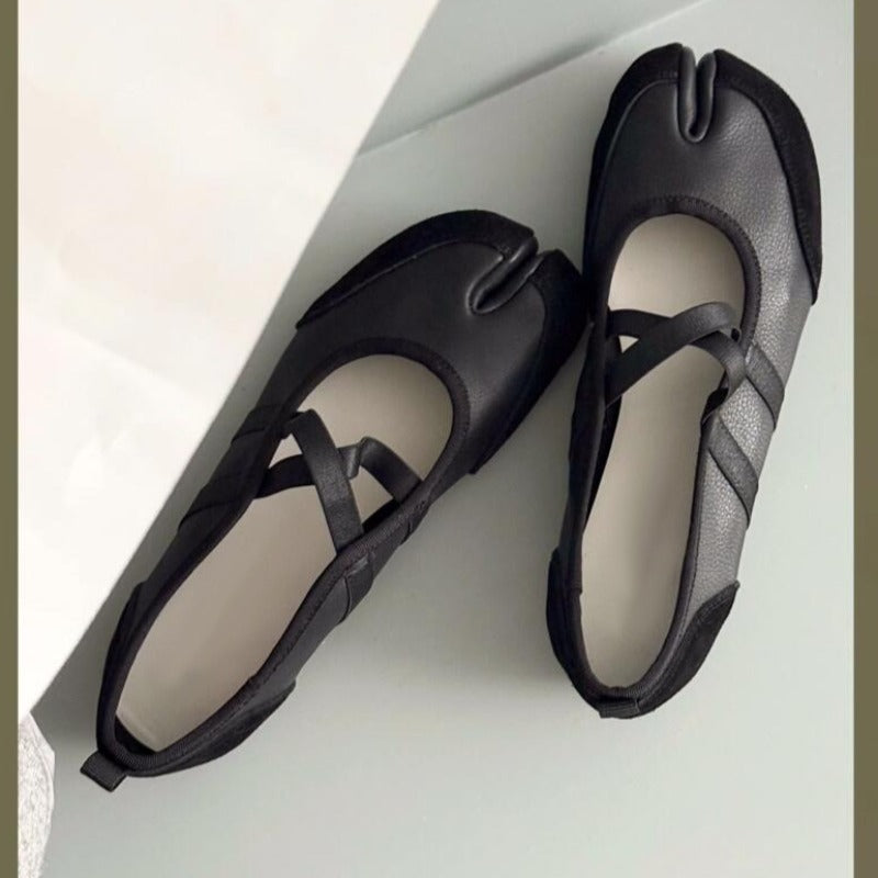 Womens Black Red Silver Ballet Flats Trainers Split Toe Ballerina Sneakers Mary Jane Summer Footwea 1