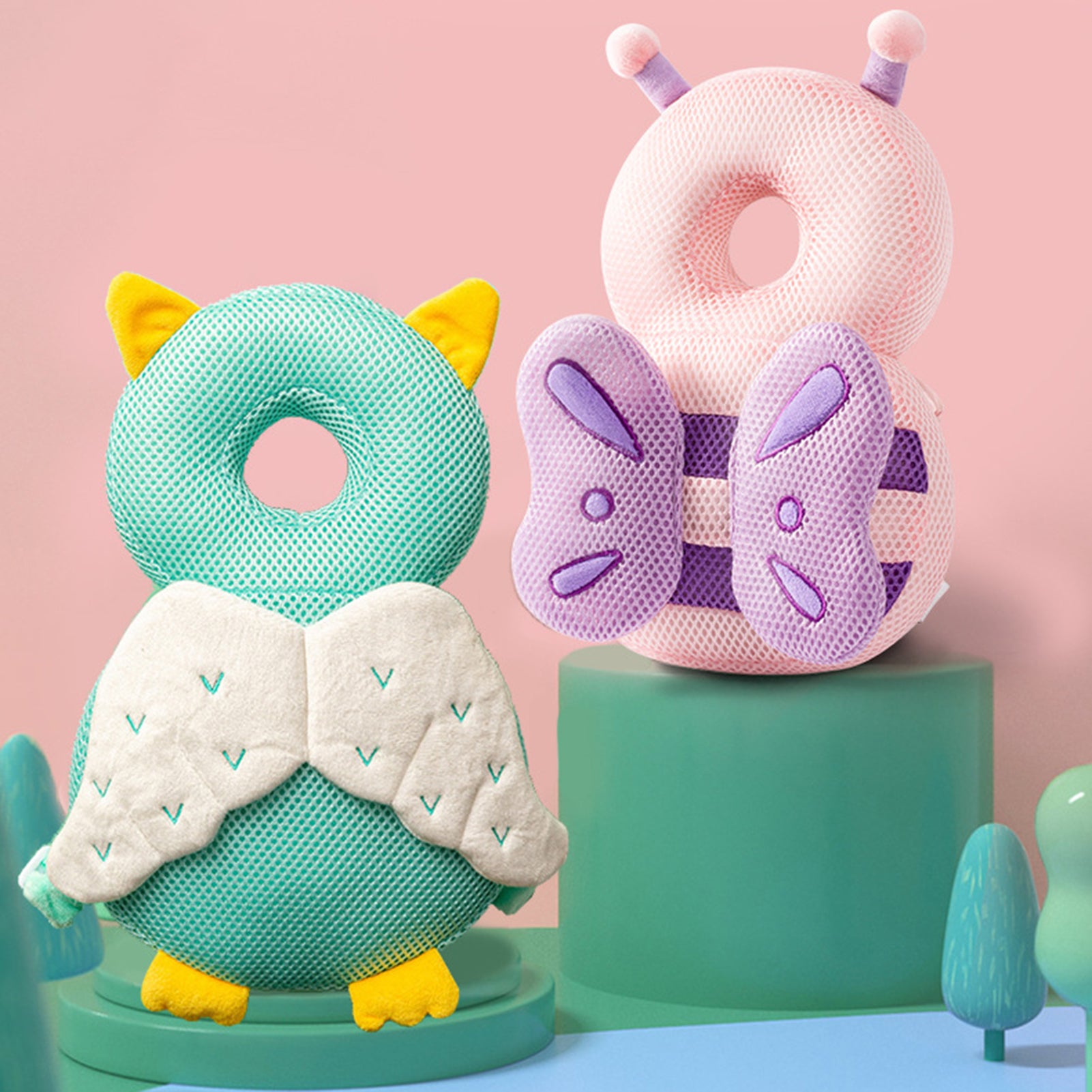 Breathable Infant Anticollision Pillow Adjustable Strap Baby Walker Head Protection Animal Plush Pa 1