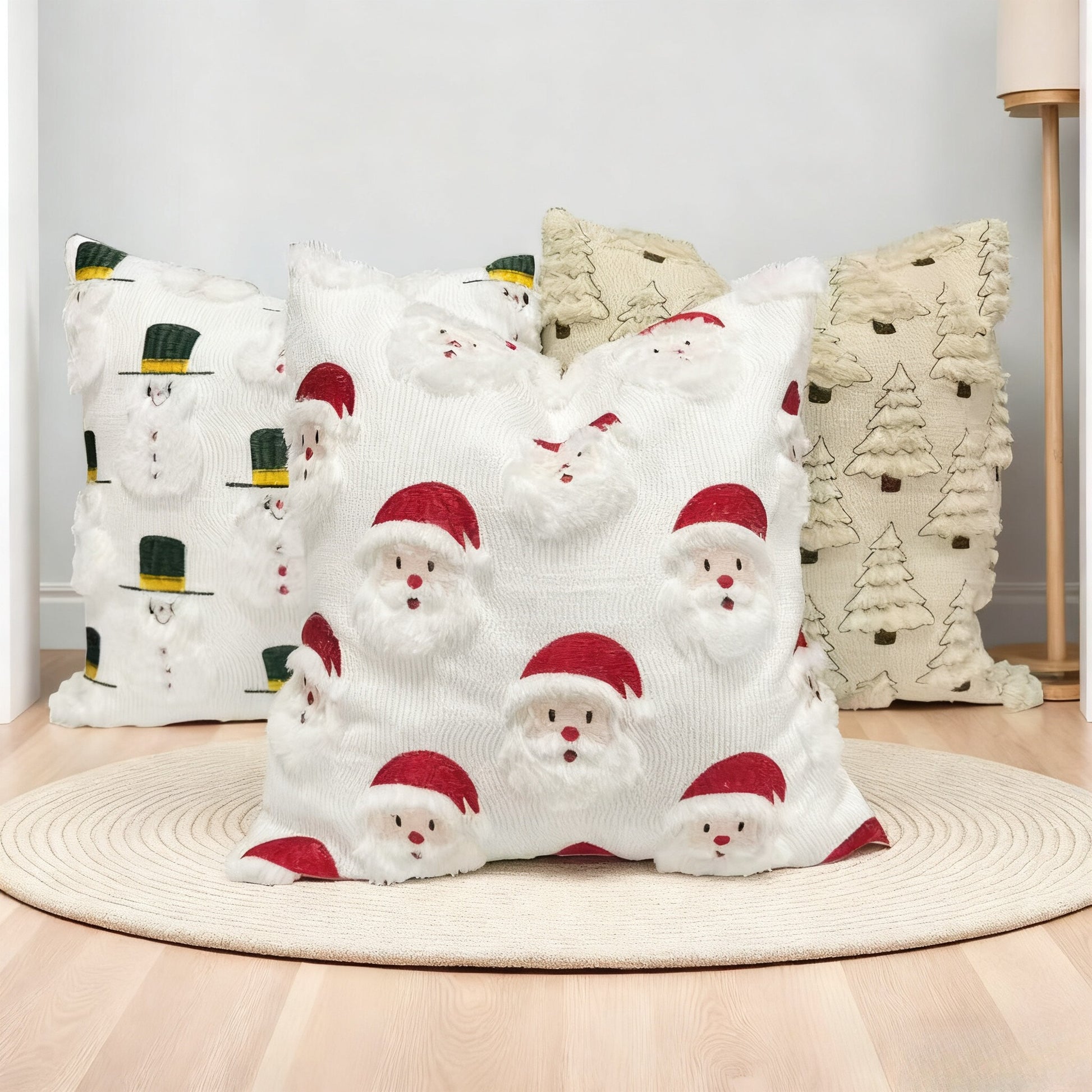 Cute Santa Claus Quilted Throw Pillow Cover, Nordic Ins Style Cushion, Luxury Decorative Pillow Cover