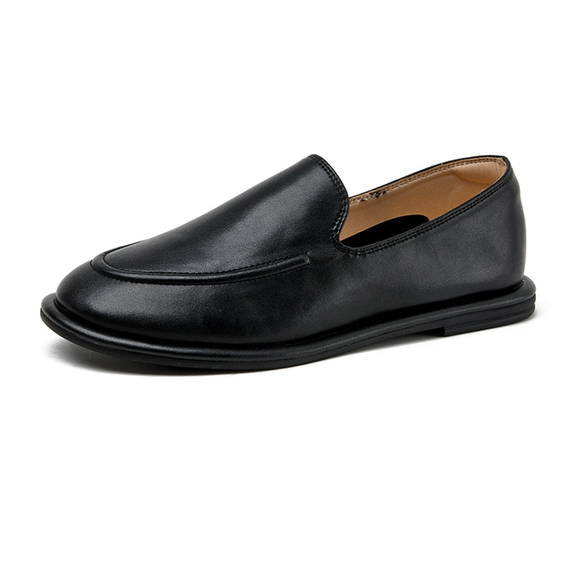 New Spring Loafers For Women Genuine Leather Round Toe Slipon Soft Flats Shoes One Foot Comfort 4