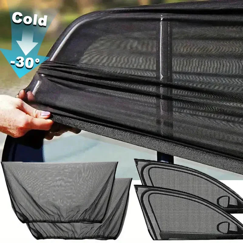Premium Breathable Mosquito Net Window Screen Set For Front And Rear Windows UV Protection Car Suns 2