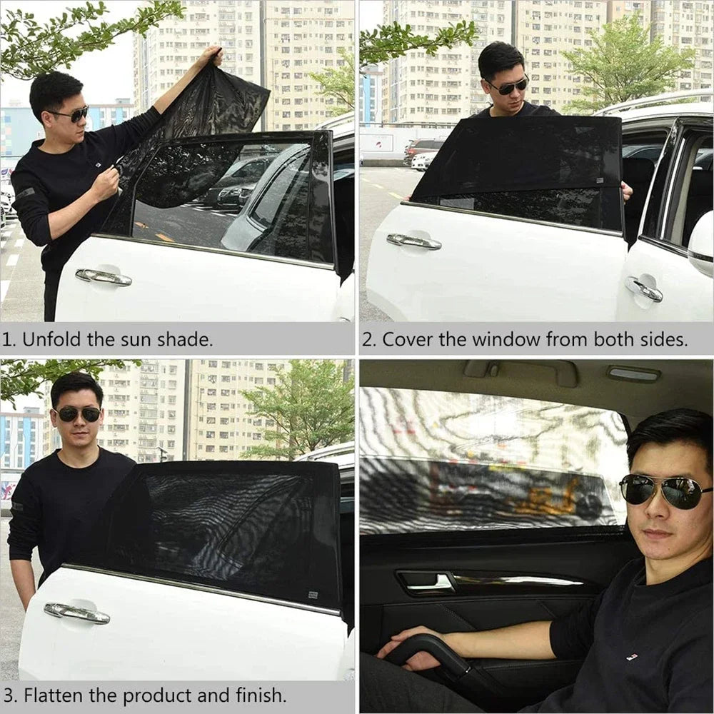 Premium Breathable Mosquito Net Window Screen Set For Front And Rear Windows UV Protection Car Suns 3