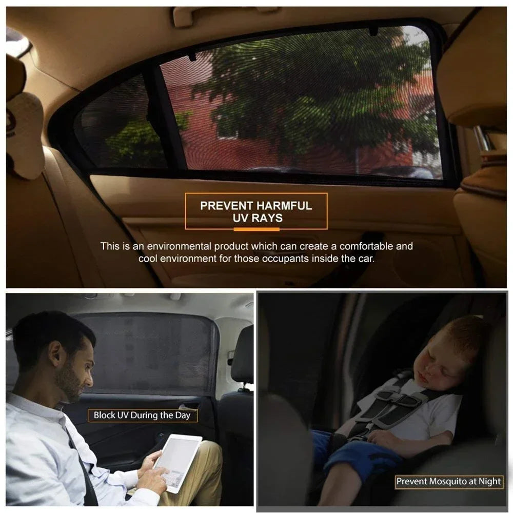 Premium Breathable Mosquito Net Window Screen Set For Front And Rear Windows UV Protection Car Suns 5