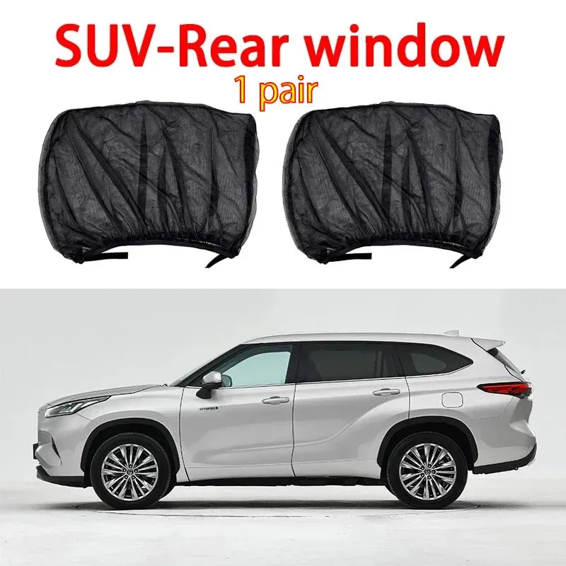 Premium Breathable Mosquito Net Window Screen Set For Front And Rear Windows UV Protection Car Suns 9