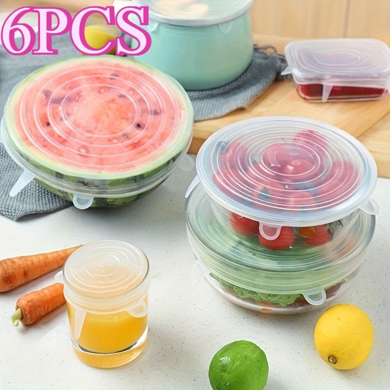 Premium 6-Pack Flexible Silicone Bowl Lids – Reusable, Microwave & Dishwasher Safe Food Storage Covers