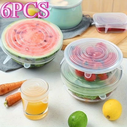 Premium 6-Pack Flexible Silicone Bowl Lids – Reusable, Microwave & Dishwasher Safe Food Storage Covers