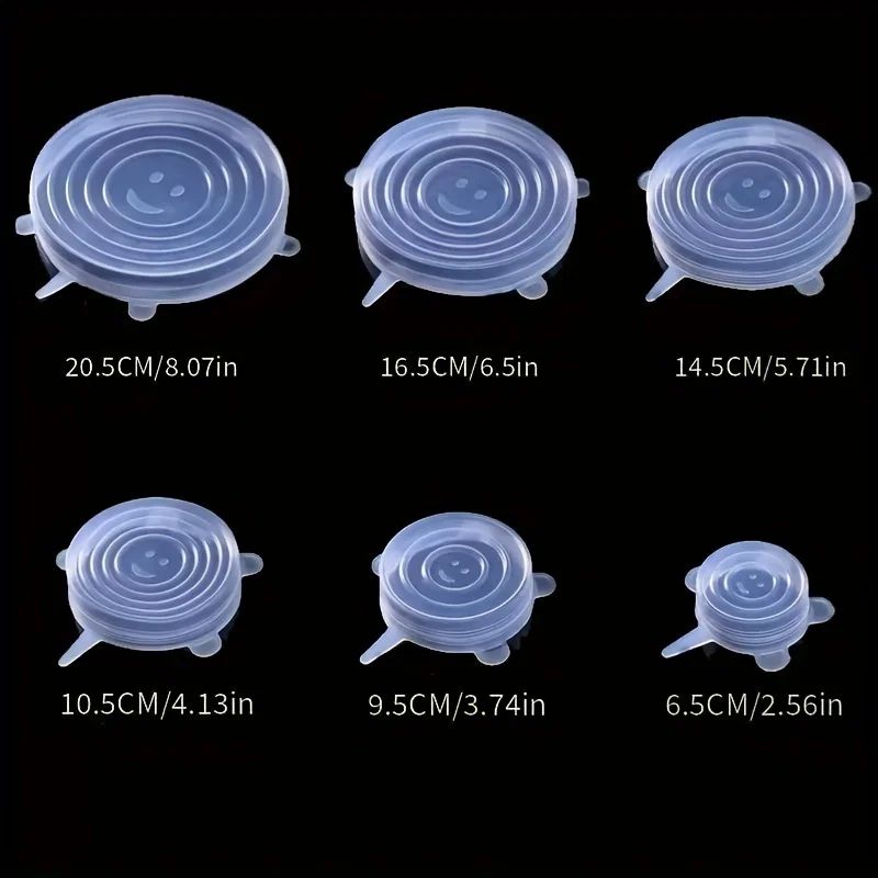 Premium 6Pack Flexible Silicone Bowl Lids  Reusable Microwave  Dishwasher Safe Food Storage Covers 3