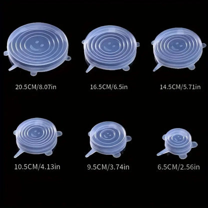 Premium 6Pack Flexible Silicone Bowl Lids  Reusable Microwave  Dishwasher Safe Food Storage Covers 3