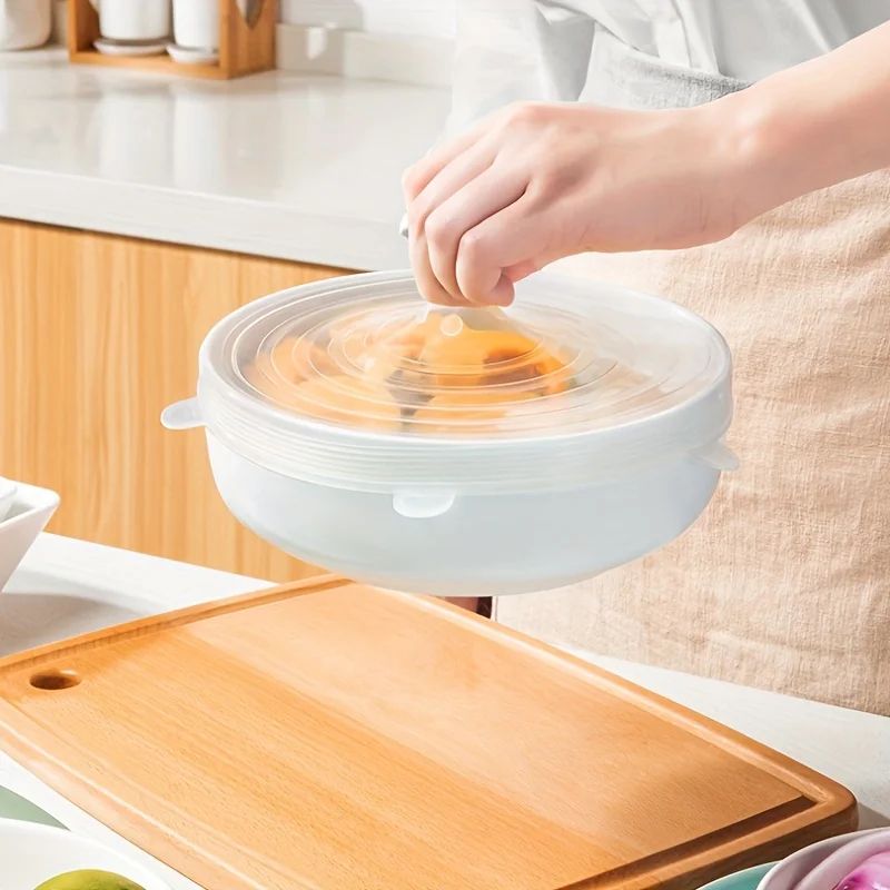 Premium 6Pack Flexible Silicone Bowl Lids  Reusable Microwave  Dishwasher Safe Food Storage Covers 4