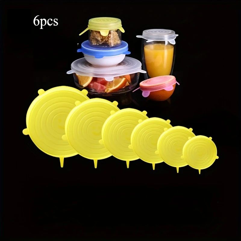 Premium 6Pack Flexible Silicone Bowl Lids  Reusable Microwave  Dishwasher Safe Food Storage Covers 9