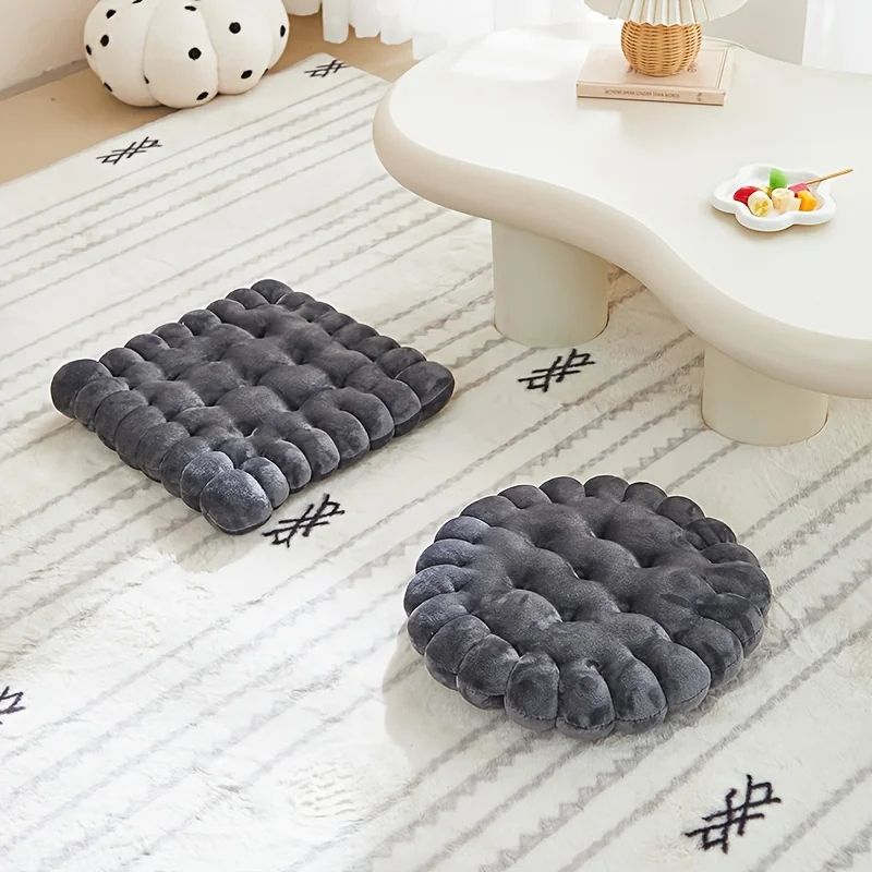 Cozy Biscuit Plush Cushion Chair Pad  Soft CookieStyle Tatami Back Pillow For Decor  Comfort 2