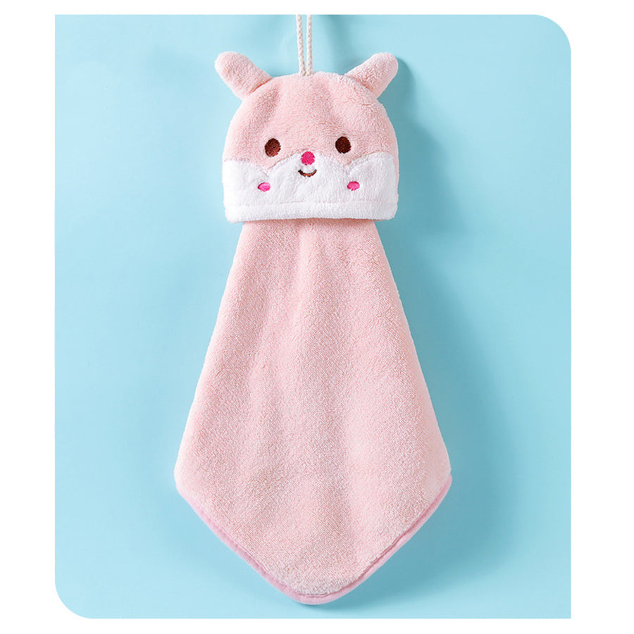 Coral Fleece Animal Hand Towels, Hanging Kid's Bath Towel, Super Absorbent Quick Drying Kitchen Towel