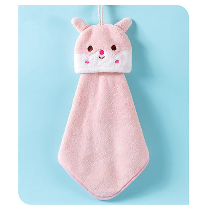 Coral Fleece Animal Hand Towels, Hanging Kid's Bath Towel, Super Absorbent Quick Drying Kitchen Towel