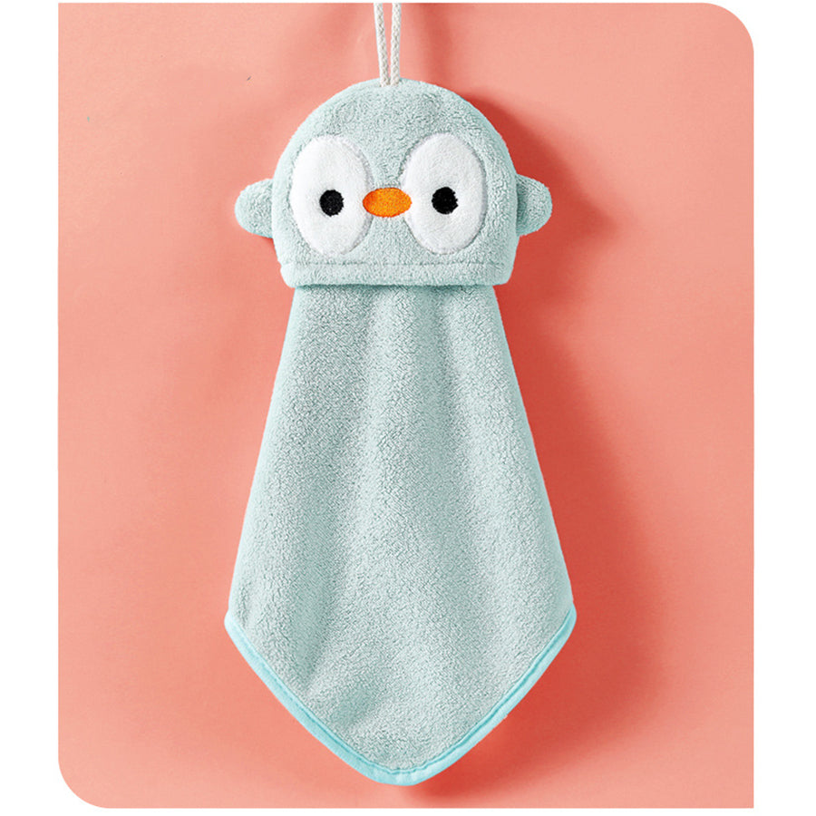 Coral Fleece Animal Hand Towels, Hanging Kid's Bath Towel, Super Absorbent Quick Drying Kitchen Towel