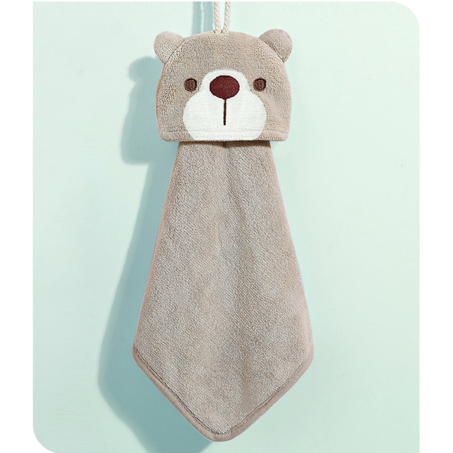 Coral Fleece Animal Hand Towels, Hanging Kid's Bath Towel, Super Absorbent Quick Drying Kitchen Towel