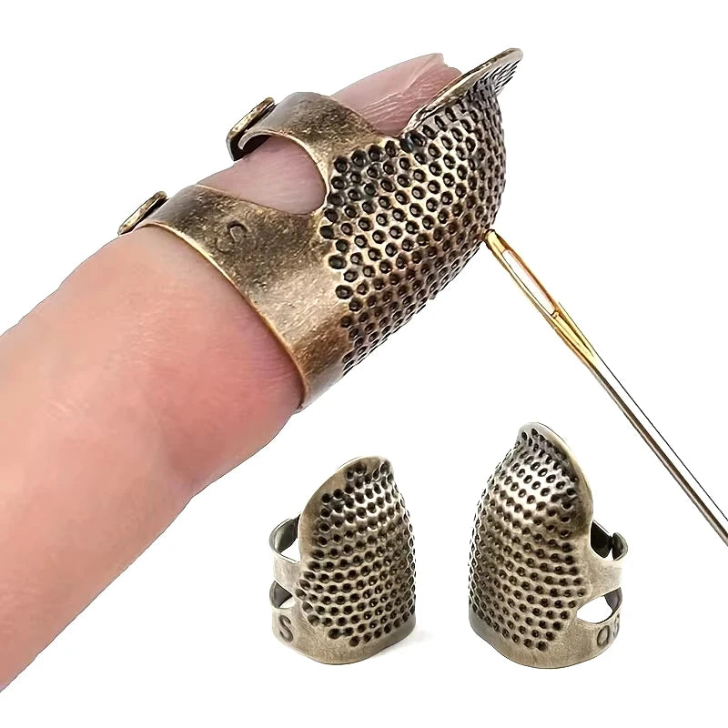 Vintage Adjustable Thimble , Non-Slip Needle Ring, Finger Sleeve for Hand Sewing