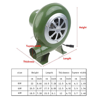 BBQ Fan Electric Blower Mini Blacksmith Forges Blower With Speed Adapter Adjustable Air Speed 5