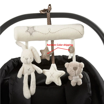 Hanging Rabbit Plush Toy, Soft Animal Rattles for Baby Crib, Travel Stroller Bell Plush Doll for Newborn, Car Safety